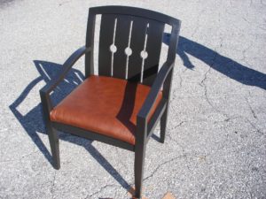 Upholstering chairs is harder than it looks, but Matt's mom did great.